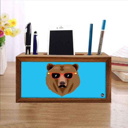 Solid Wood desk organizer - Bear Blue Nutcase