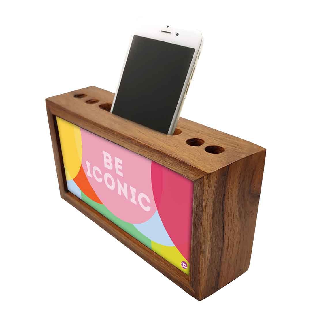 Wood office organizer Pen Mobile Stand - Be Iconic Nutcase