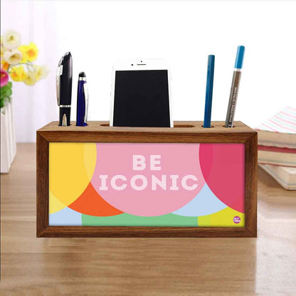 Wood office organizer Pen Mobile Stand - Be Iconic Nutcase