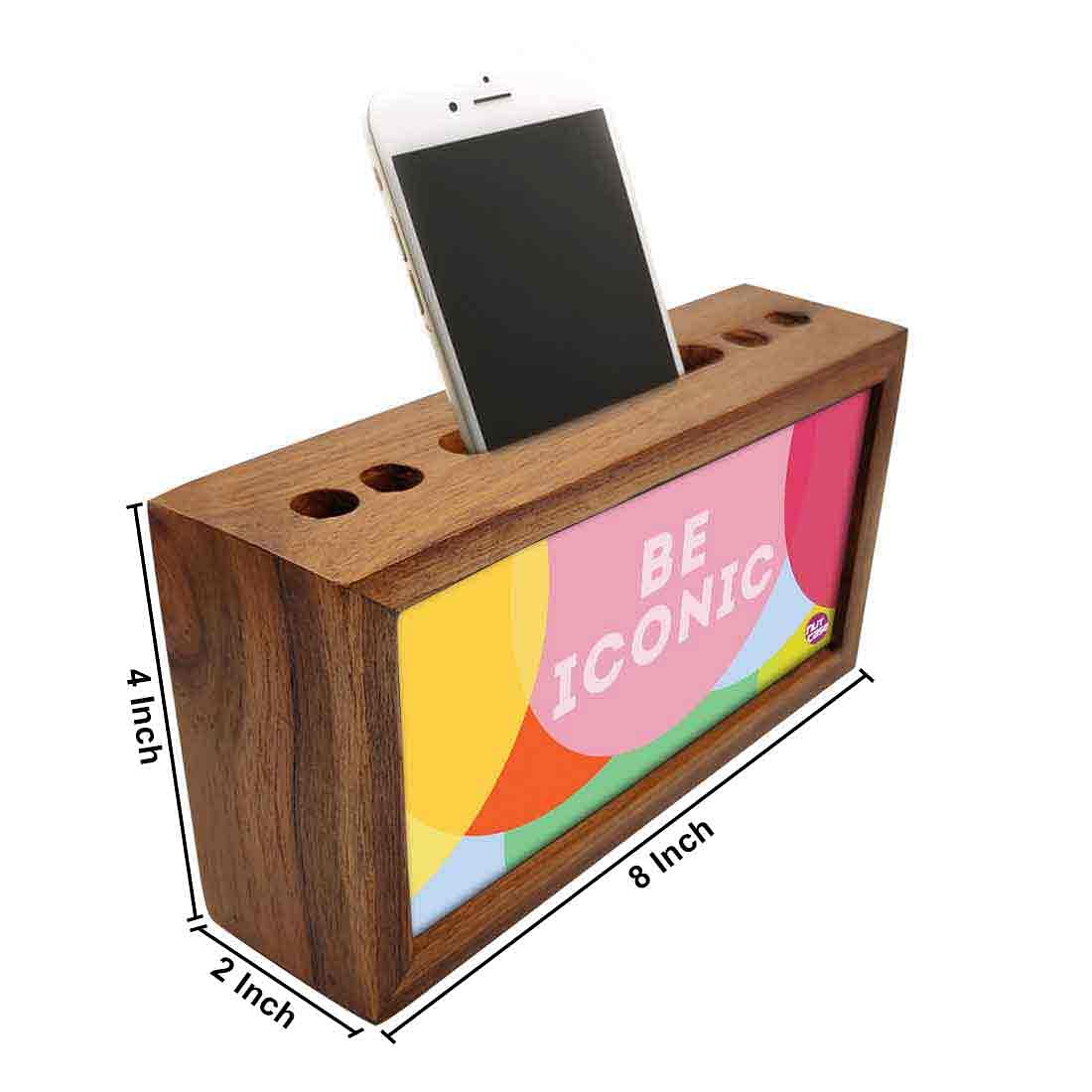 Wood office organizer Pen Mobile Stand - Be Iconic Nutcase