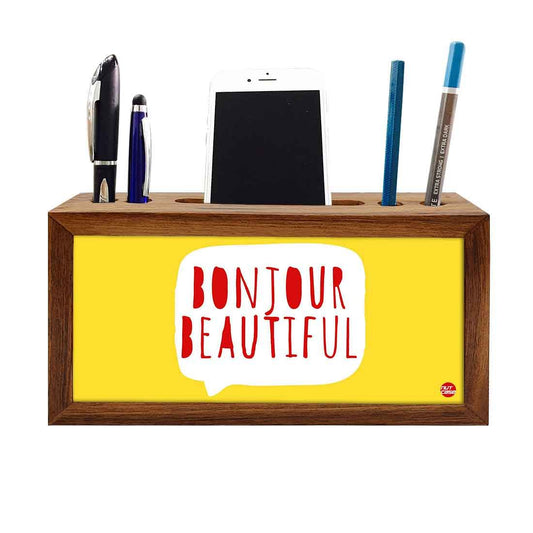 Wooden stationery organizer Pen Mobile Stand - Bonjour Beautiful Nutcase