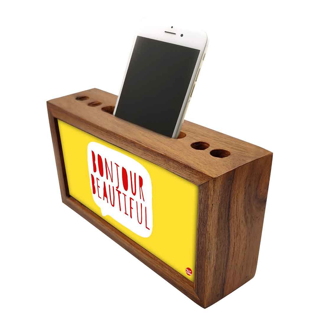 Wooden stationery organizer Pen Mobile Stand - Bonjour Beautiful Nutcase