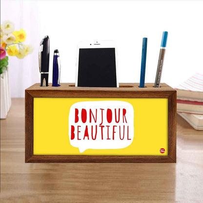 Wooden stationery organizer Pen Mobile Stand - Bonjour Beautiful Nutcase