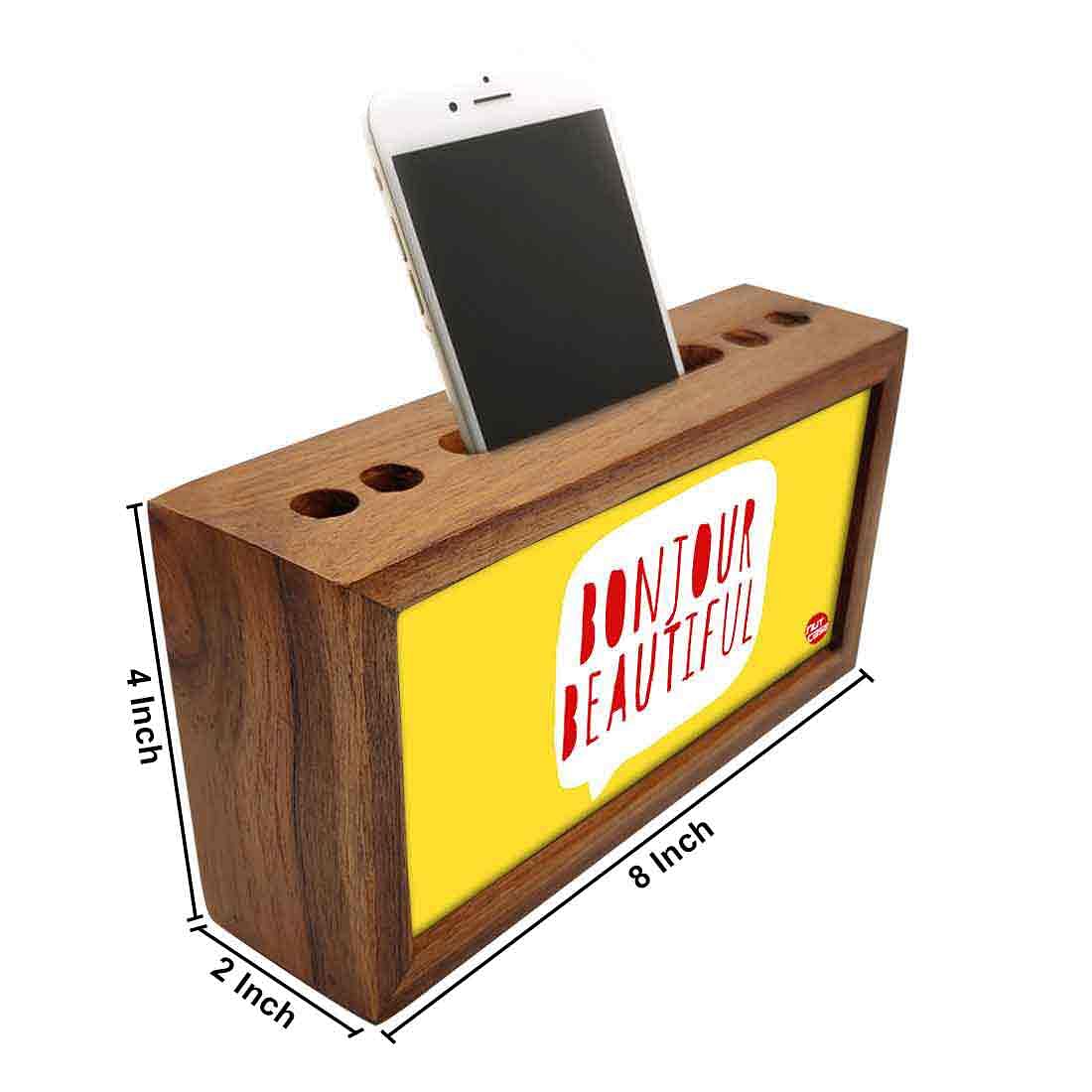 Wooden stationery organizer Pen Mobile Stand - Bonjour Beautiful Nutcase