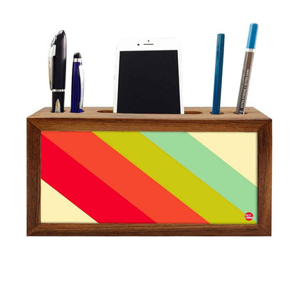 Mobile Pen Holder Wooden Desk Organizer - Color Strips Nutcase