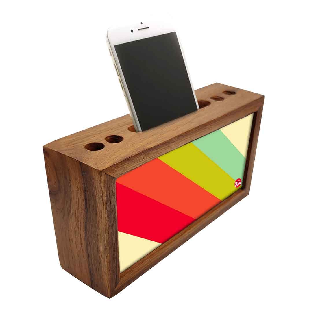 Mobile Pen Holder Wooden Desk Organizer - Color Strips Nutcase
