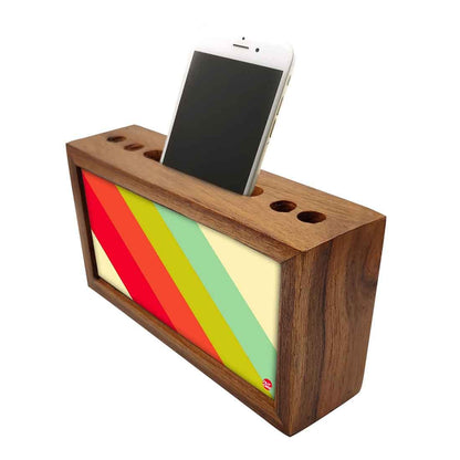 Mobile Pen Holder Wooden Desk Organizer - Color Strips Nutcase