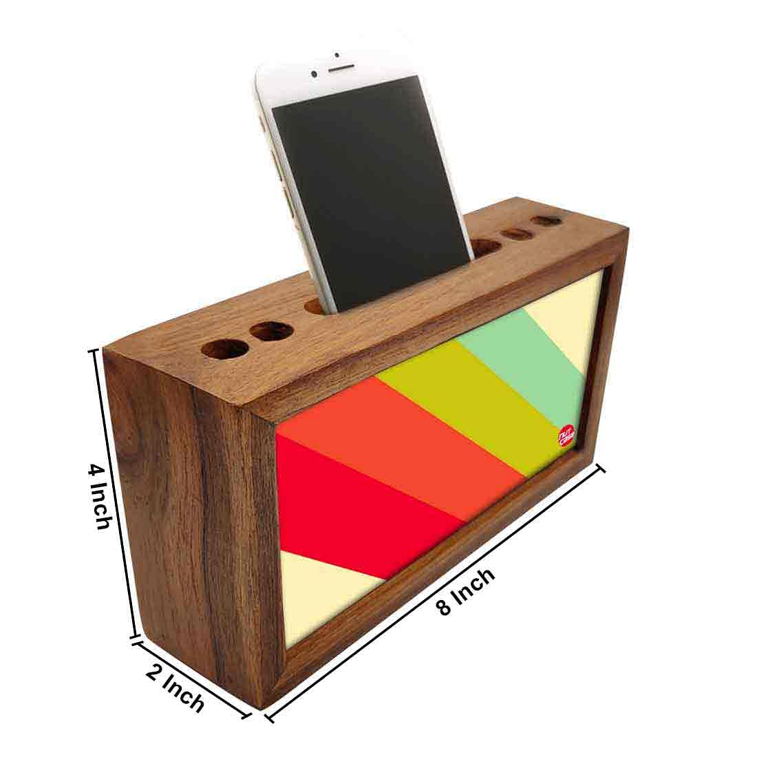 Mobile Pen Holder Wooden Desk Organizer - Color Strips Nutcase