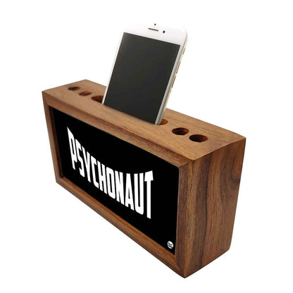 Teak Wood Pen Mobile Stand Organizer- Psychonaut Nutcase