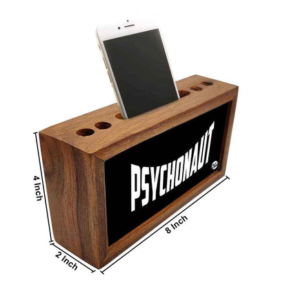 Teak Wood Pen Mobile Stand Organizer- Psychonaut Nutcase