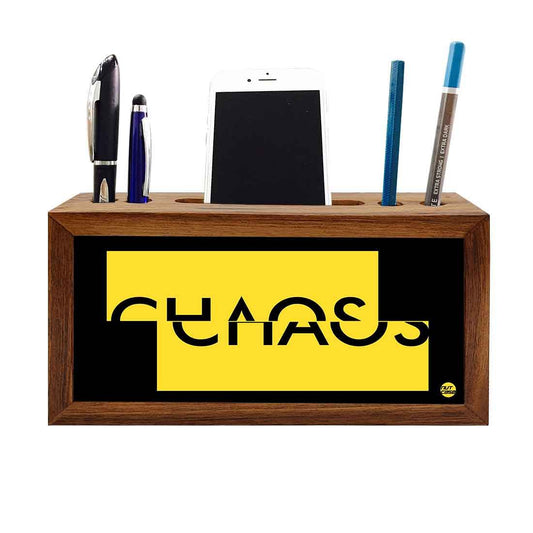 Wooden Desk Organizer Pen Mobile Stand - Chaos Nutcase