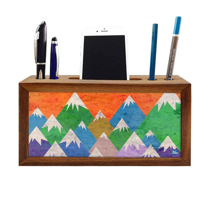 Wooden Desk Organiser Pen Mobile Stand - Adventurers Nutcase