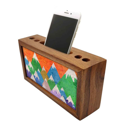 Wooden Desk Organiser Pen Mobile Stand - Adventurers Nutcase