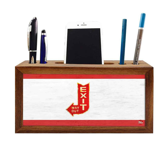 Wooden Stationery Organiser Pen Mobile Stand - Exit Nutcase