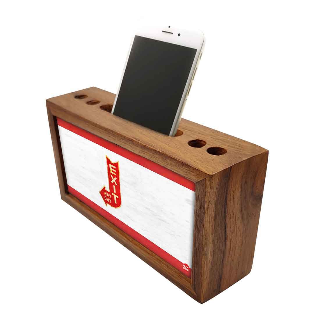Wooden Stationery Organiser Pen Mobile Stand - Exit Nutcase