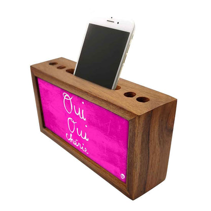 Wooden desk pen mobile organizer - Qui Pink Nutcase