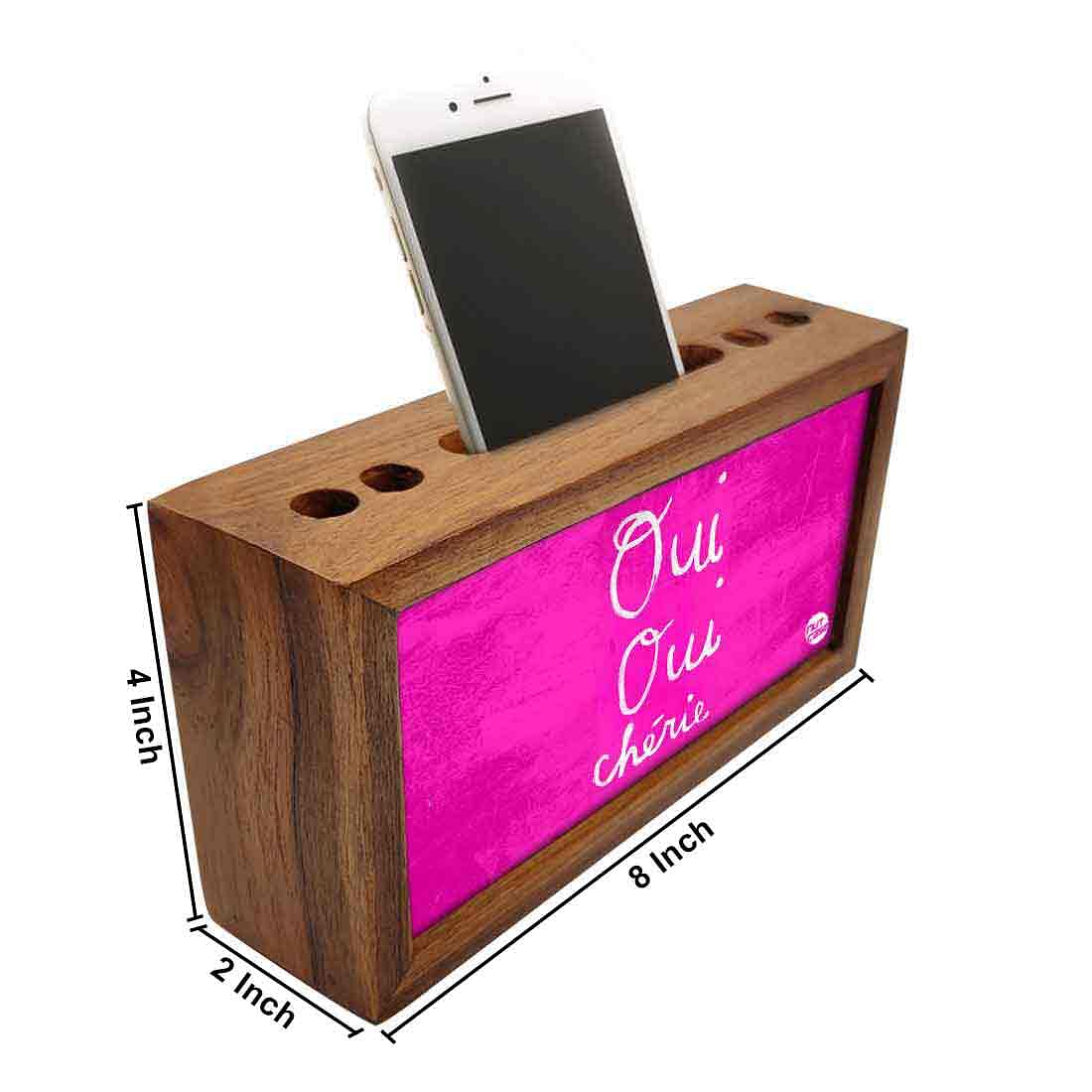 Wooden desk pen mobile organizer - Qui Pink Nutcase