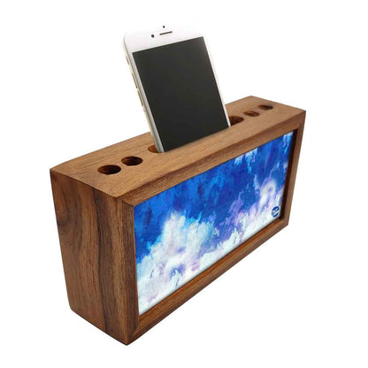 Wooden desk organizer Pen Mobile Stand - Sky Clouds Nutcase