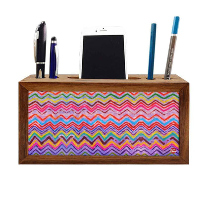 Wooden pen organizer Mobile Stand - Tapestry Zag Nutcase