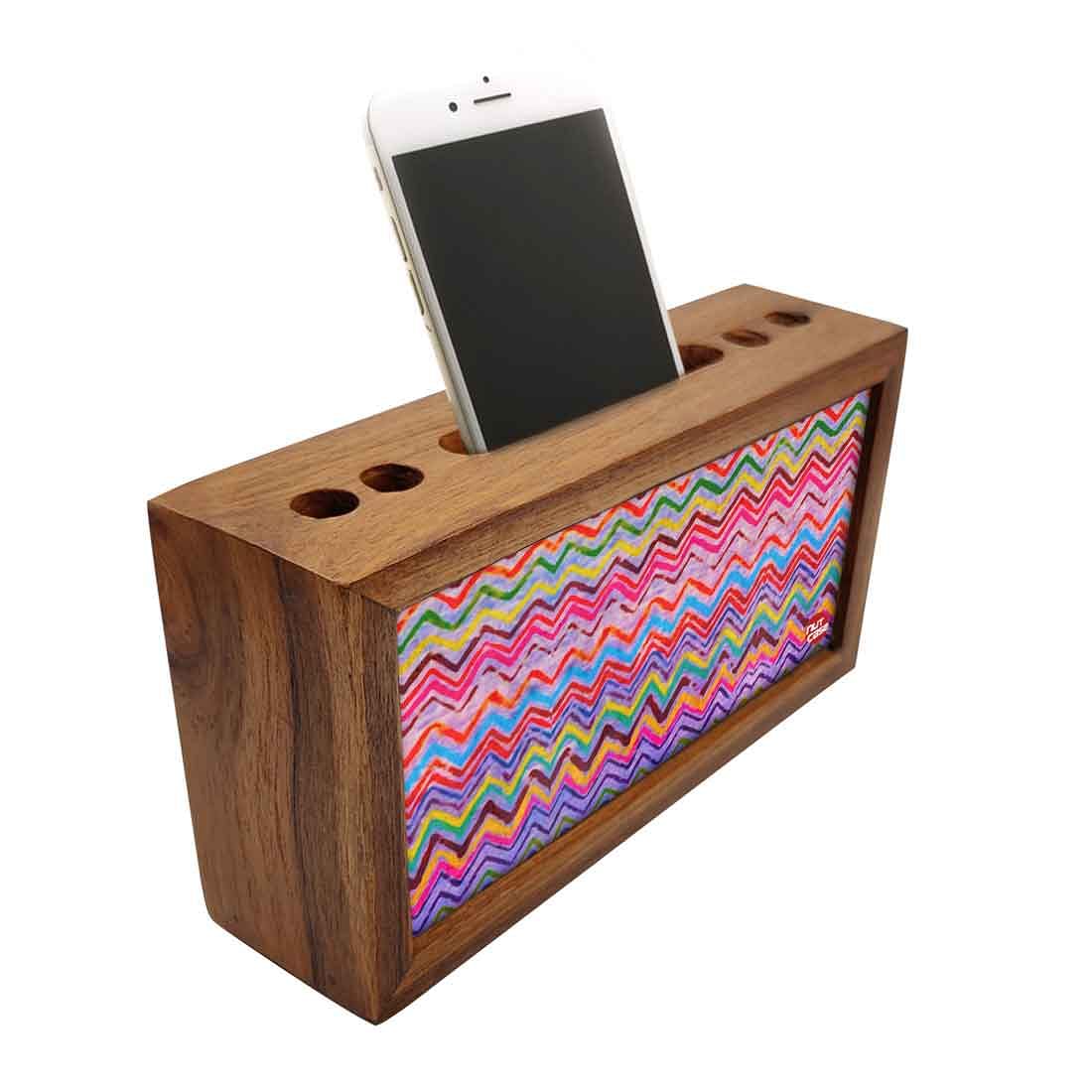 Wooden pen organizer Mobile Stand - Tapestry Zag Nutcase