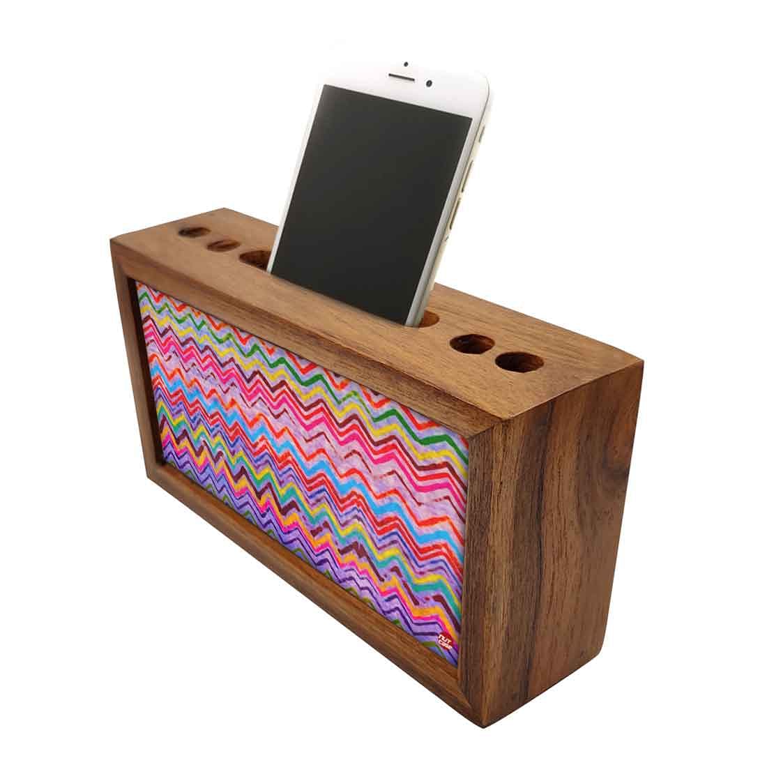 Wooden pen organizer Mobile Stand - Tapestry Zag Nutcase