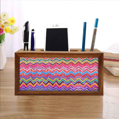 Wooden pen organizer Mobile Stand - Tapestry Zag Nutcase