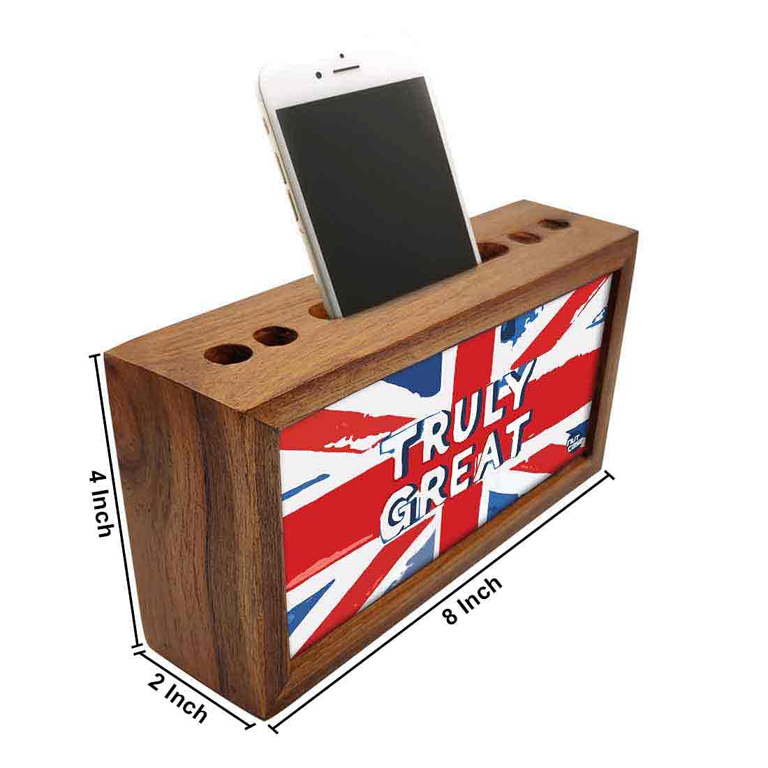 Wood Phone and Pen Stand Desk Organizer for Office - Truly Great Nutcase