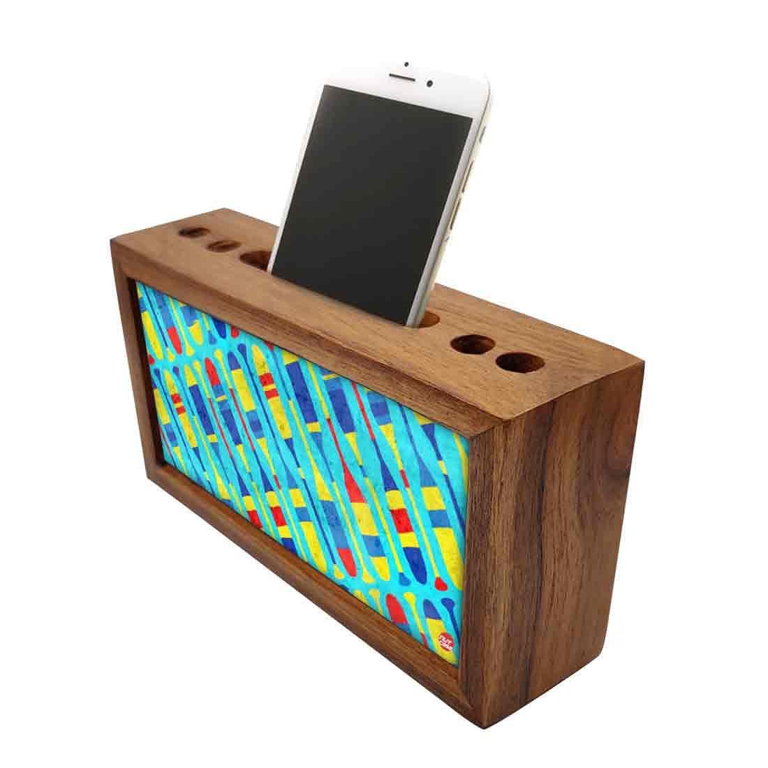 Wooden desktop organiser Pen Mobile Stand - Paddle Nutcase