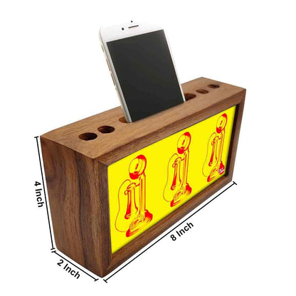 Wood office organizer Pen Mobile Stand - Phone Home Nutcase