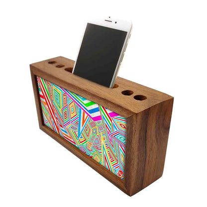 Wooden desk organizer Pen Mobile Stand - Kaleidoscope Nutcase