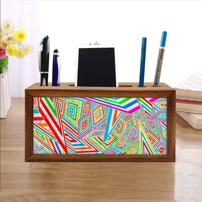 Wooden desk organizer Pen Mobile Stand - Kaleidoscope Nutcase