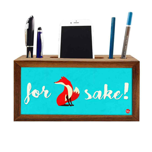 Teak Wood Pen Mobile Stand Organizer- For Sake Nutcase