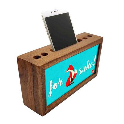 Teak Wood Pen Mobile Stand Organizer- For Sake Nutcase