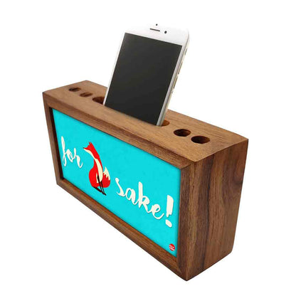 Teak Wood Pen Mobile Stand Organizer- For Sake Nutcase