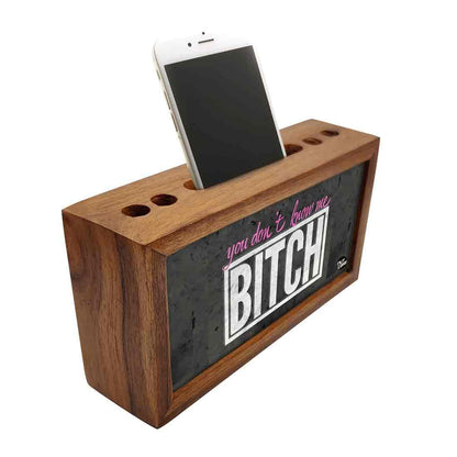 Wooden Pen Holder for Desk - Bitch Nutcase