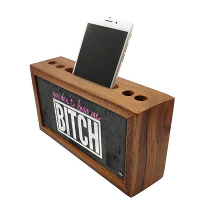 Wooden Pen Holder for Desk - Bitch Nutcase