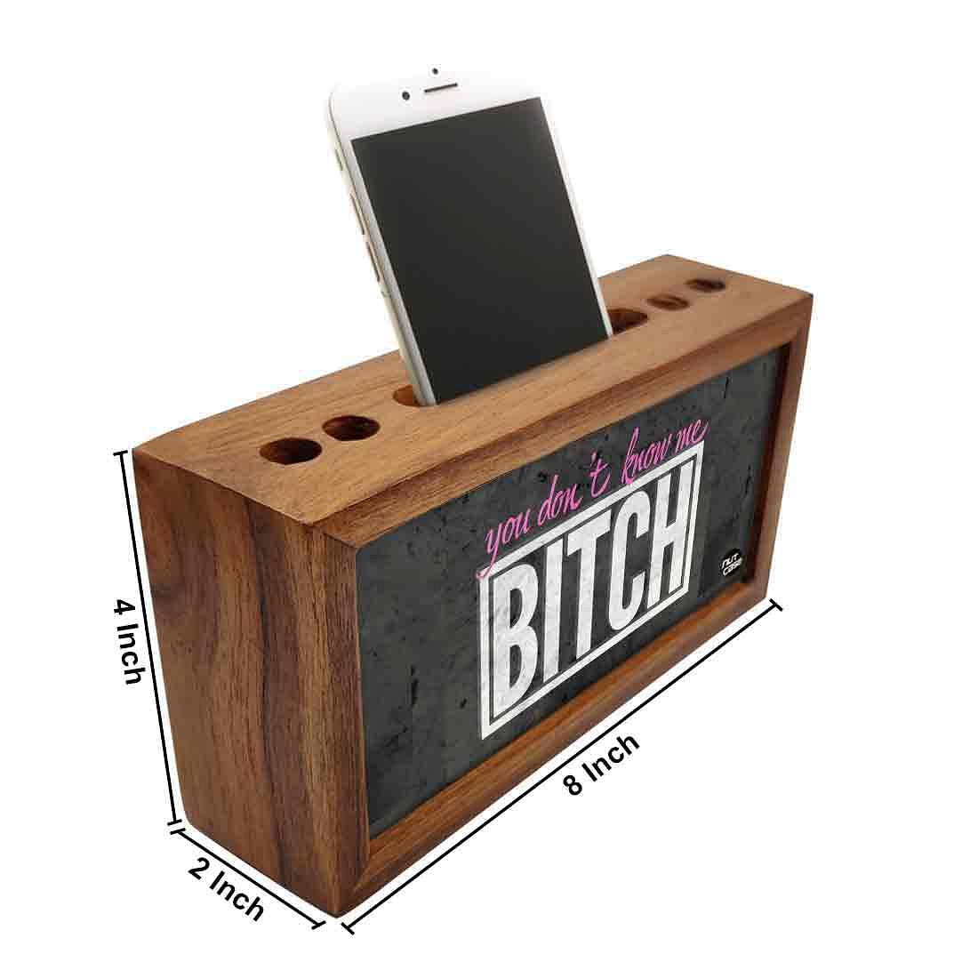 Wooden Pen Holder for Desk - Bitch Nutcase