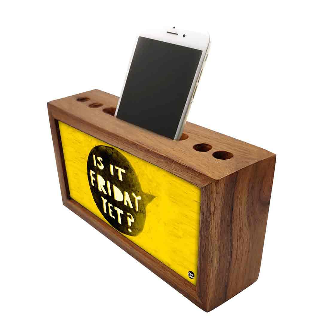 Wooden Stationery Organiser Pen Mobile Stand - Is It Friday Nutcase