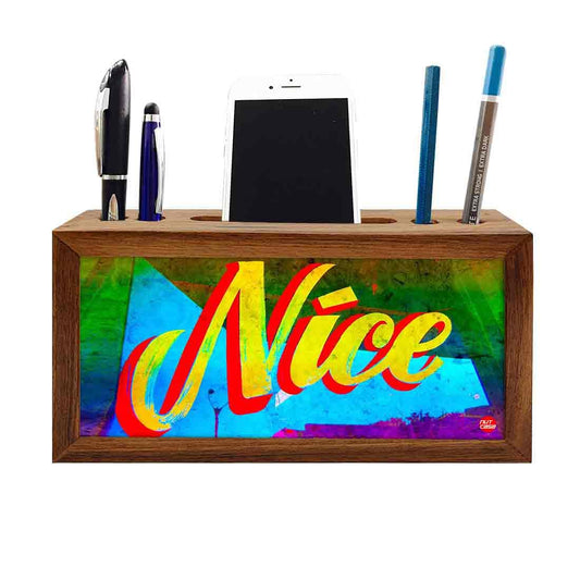 Wooden desktop organizer Pen Mobile Stand - Nice Nutcase