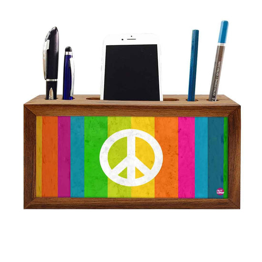 Wooden office desk organizer - Rainbow Peace Nutcase