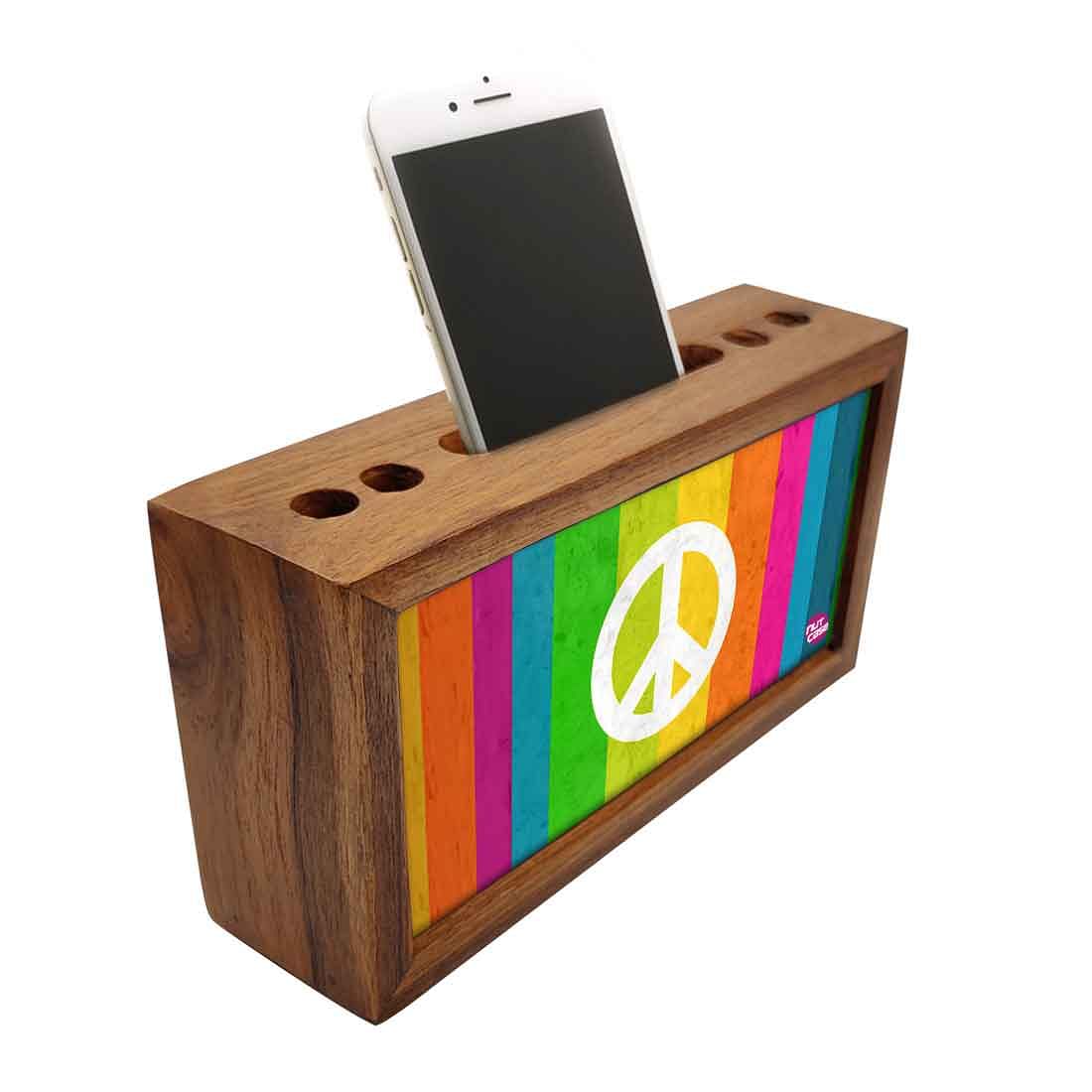 Wooden office desk organizer - Rainbow Peace Nutcase