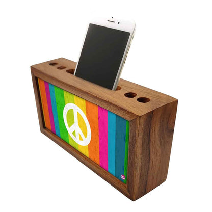 Wooden office desk organizer - Rainbow Peace Nutcase