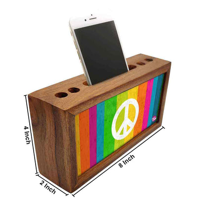 Wooden office desk organizer - Rainbow Peace Nutcase