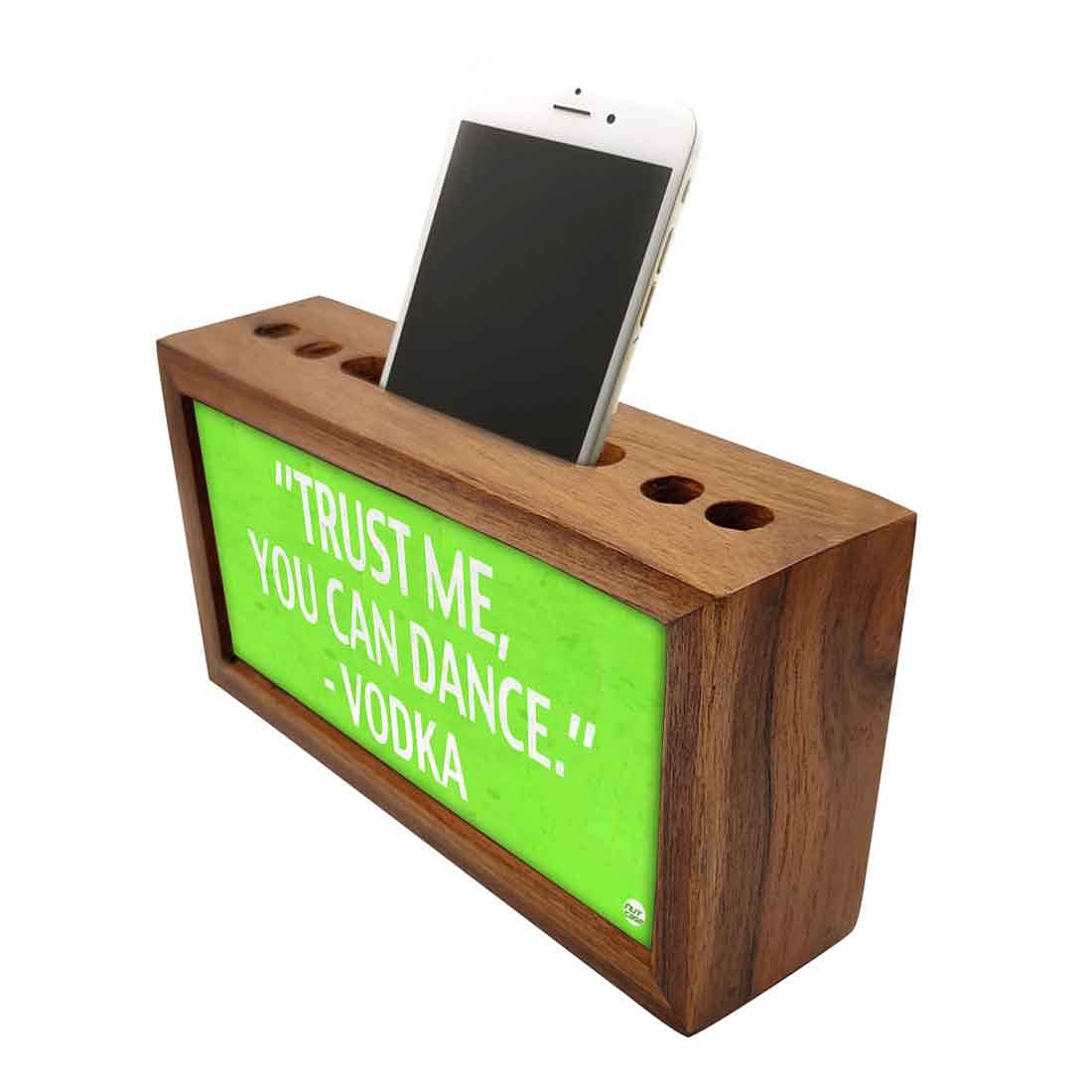 Wood desk organizer Pen Mobile Stand - Trust Me Nutcase