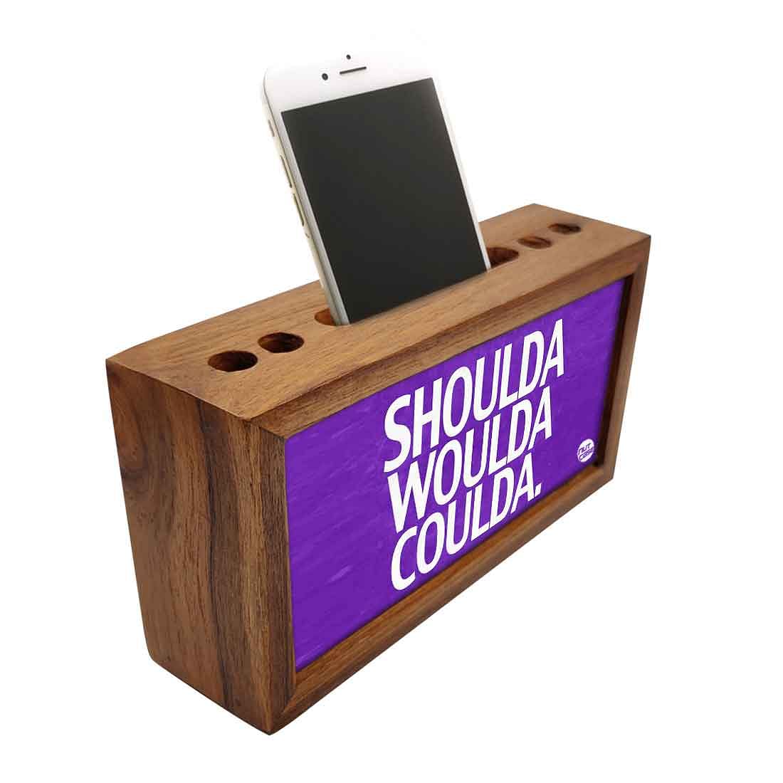 Wooden pen organizer Mobile Stand - Shoulda Nutcase