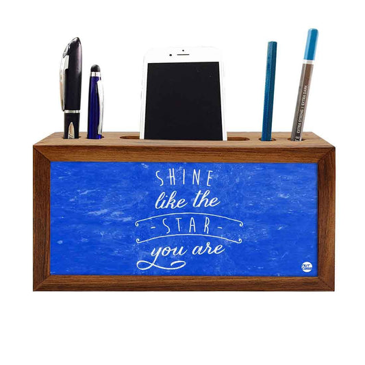 Wooden pen stand desk organizer - Shine Like The Star Nutcase