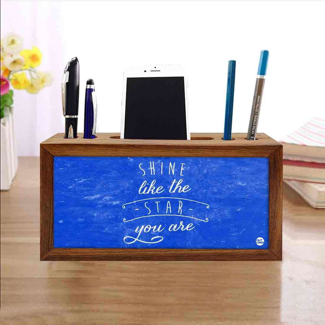 Wooden pen stand desk organizer - Shine Like The Star Nutcase