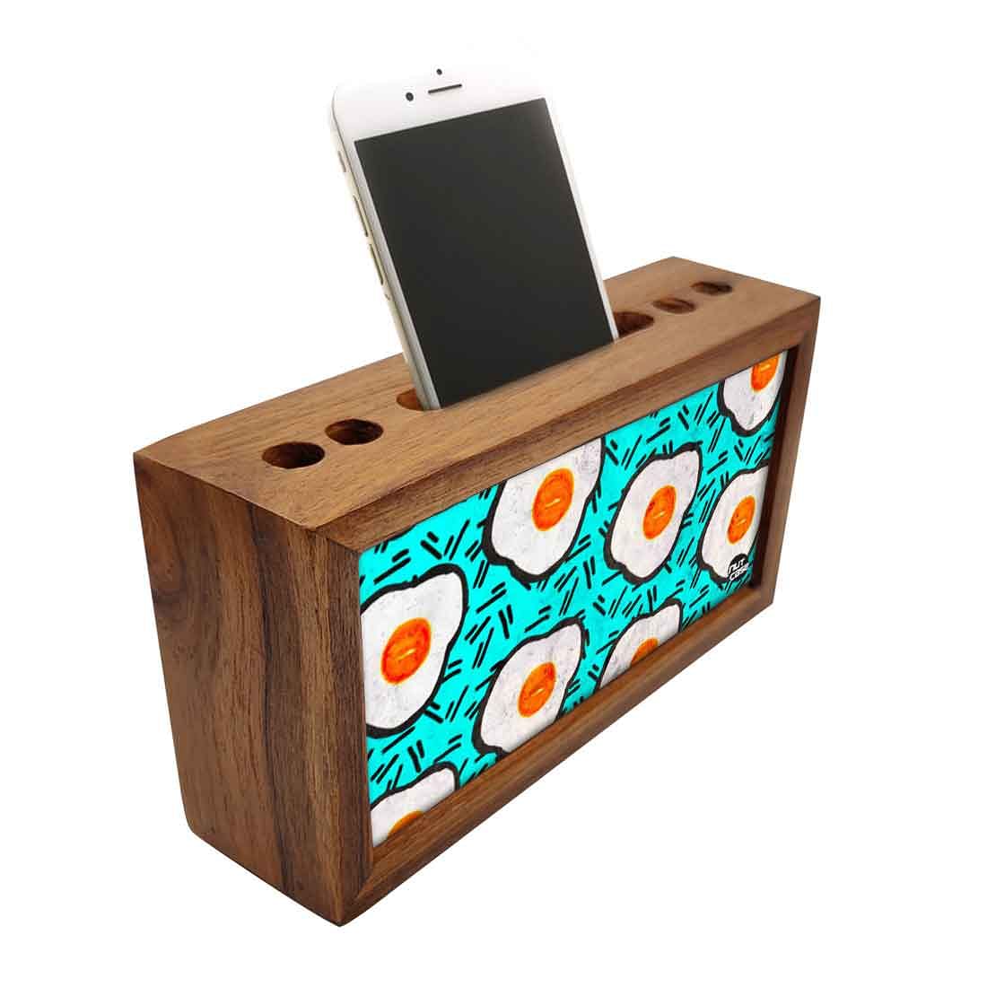 Small Wooden Mobile Pen Holder for Office - Eggs Nutcase