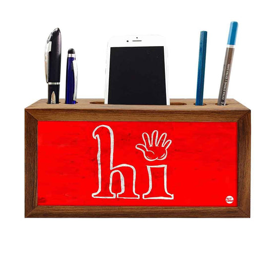 Wood Desk Organizer Pen Mobile Holder for Office - Hi Nutcase