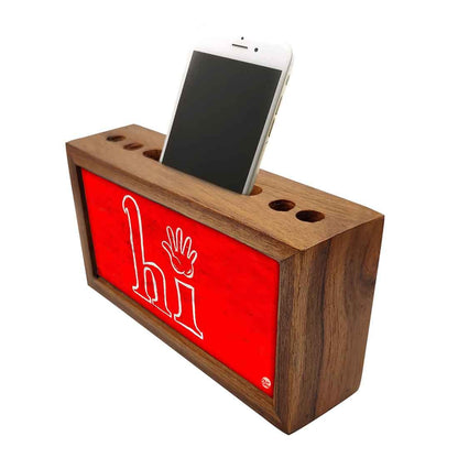 Wood Desk Organizer Pen Mobile Holder for Office - Hi Nutcase